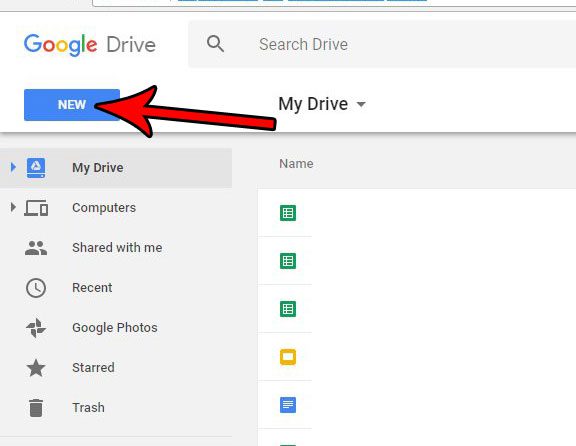 google drive create new file