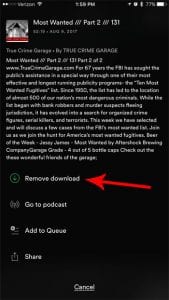 how to delete downloaded podcast episode from spotify on iphone