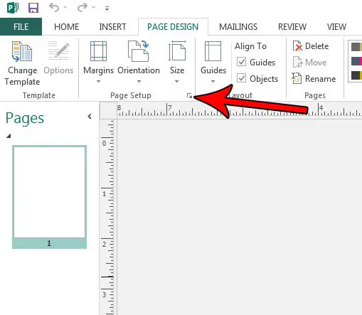 open the page setup menu