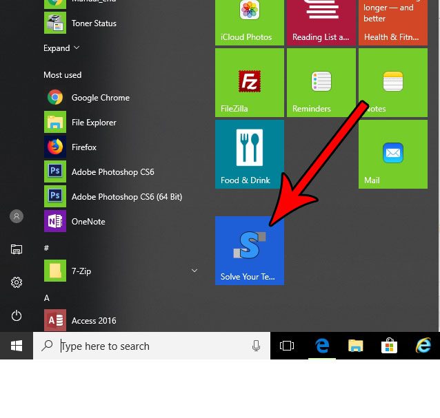 web page on start menu edge