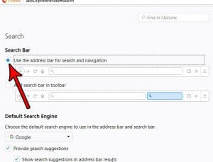 how to remove the search bar in firefox