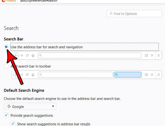 how to remove the search bar in firefox