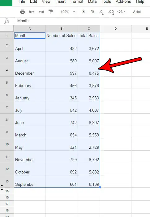 select cells for borders in google sheets
