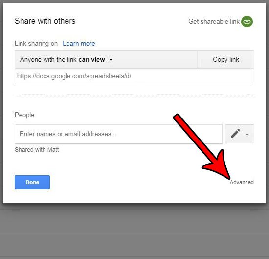 open advanced sharing settings