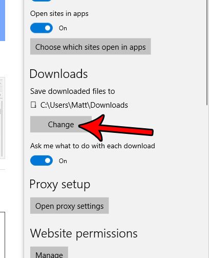 set a different download location in microsoft edge