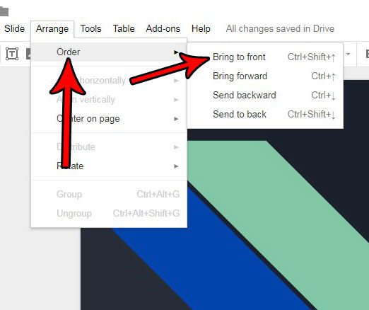 how to change an object layer in google slides