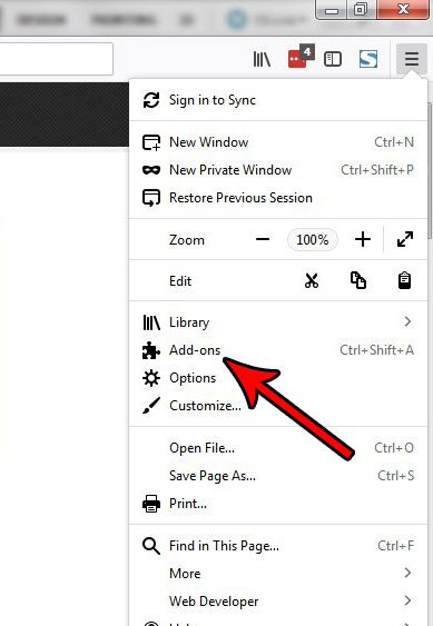 open the firefox add-ons