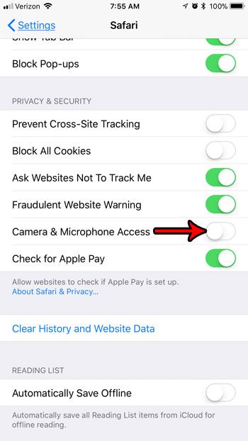 how to turn off safaris access to your camera and microphone