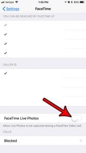 how to block facetime live photos on an iphone