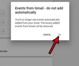 how to stop adding gmail events to google calendar