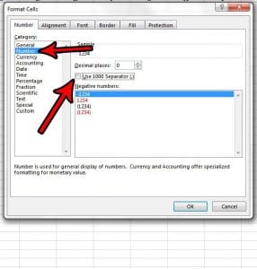 how to remove comma formatting from numbers in excel 2013