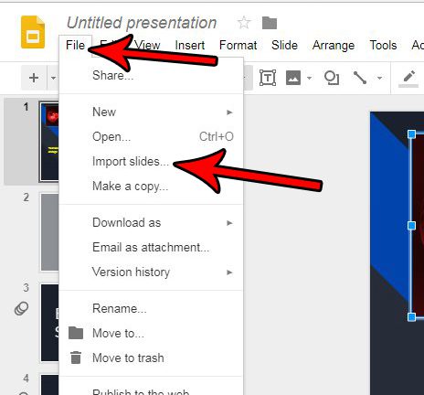 click file, then click import slides
