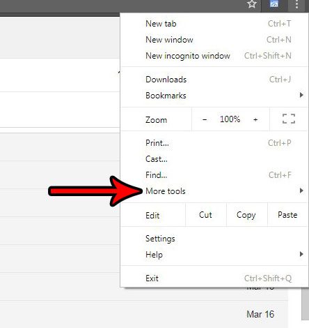 open the chrome more tools menu