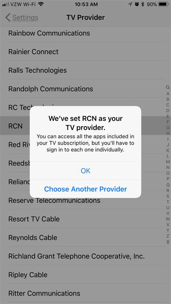 how to set your tv provider on an iphone 7