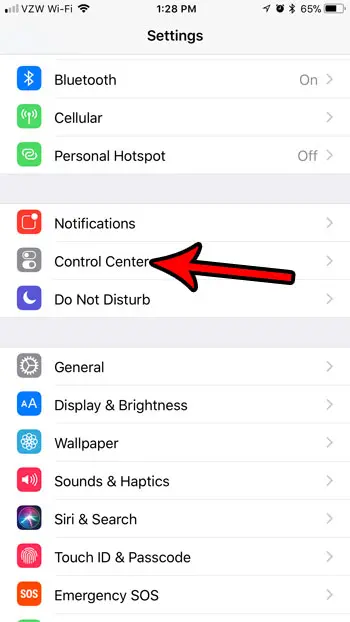 how to open the iphone 7 control center