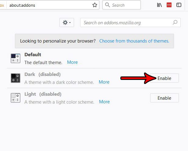 how to use the dark theme in firefox