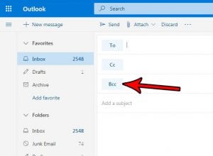 how to show the bcc field in outlook.com