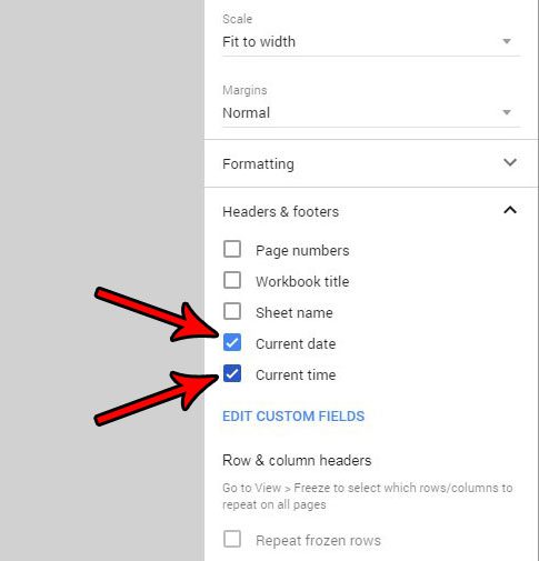 how print date and time google sheets