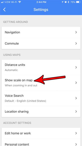 how always show scale google maps iphone