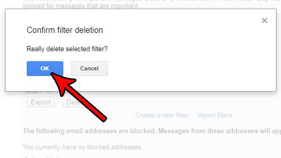 how to delete a filter in gmail