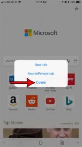 how delete site icons microsoft edge iphone