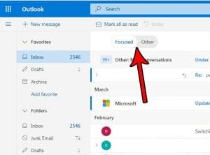 how turn off turn on focused inbox outlook