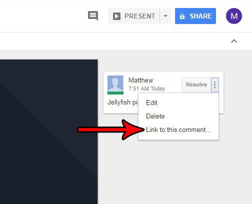 how send link comment google slides