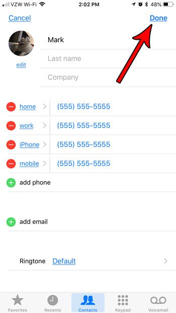 how set contact photo ios 11