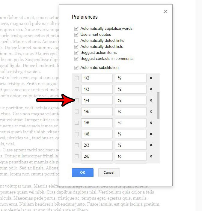 how stop fraction replacement google docs