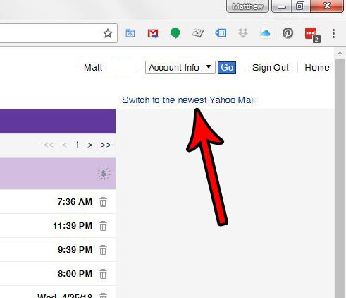 how switch from basic to full featured yahoo mail