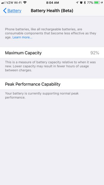 how view battery health iphone