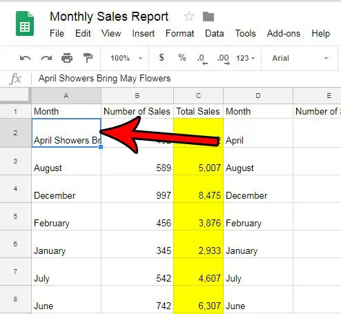 force text to next line in google sheets cell