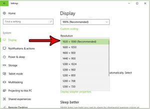 how change windows 10 display resolution