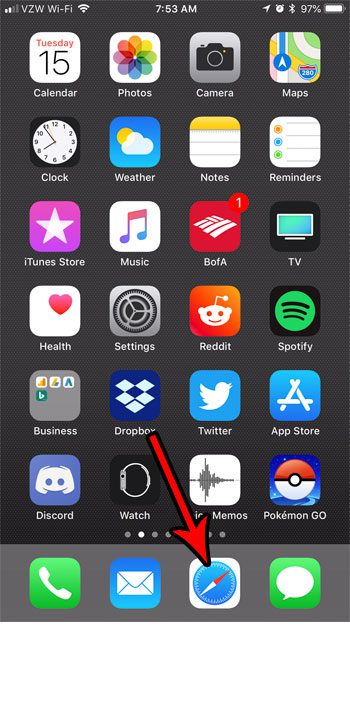 open safari browser iphone