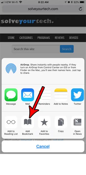 how create bookmark safari iphone ios 11