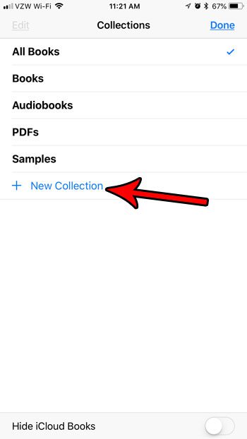 how to create new collection ibooks iphone