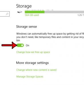 how enable storage sense in windows 10