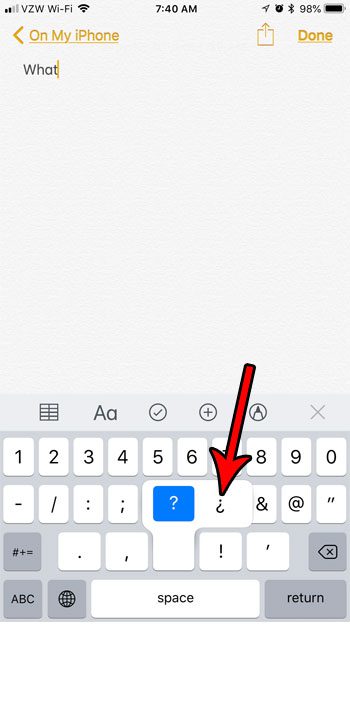 how add upside down question mark exclamation point iphone 7