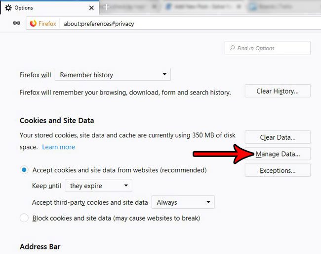 manage data firefox