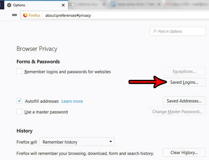 view saved logins in firefox