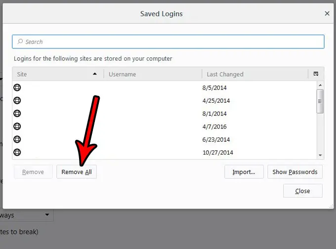 how to delete saved usernames and passwords from firefox