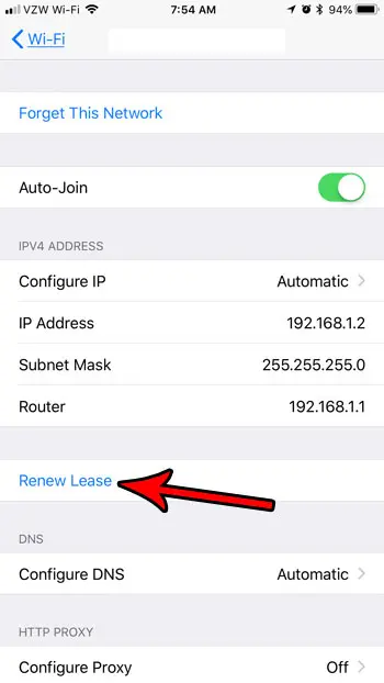 renew lease wifi iphoone 7