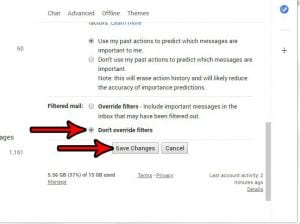 how to stop overriding filters in gmail