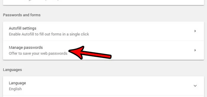 google chrome manage passwords