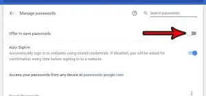 how to stop offering to remember saved passwords google chrome