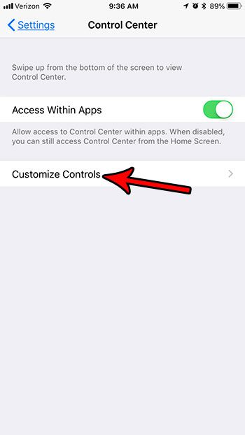 customize controls iphone 7