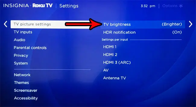 change roku tv brightness level