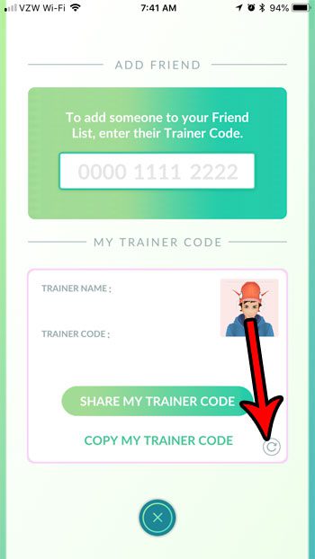 get a new friend code in pokemon go