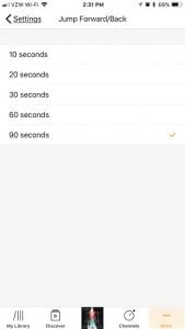 how change rewind and fast forward intervals in audible iphone app