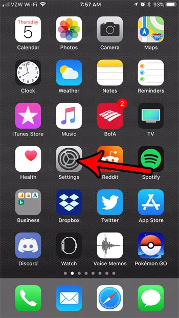 open the iphone settings app